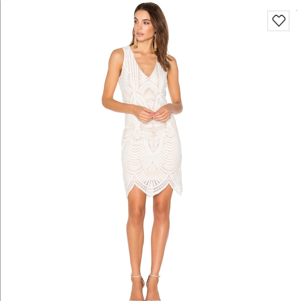 Bardot Embroidered Lace Dress in Ivory